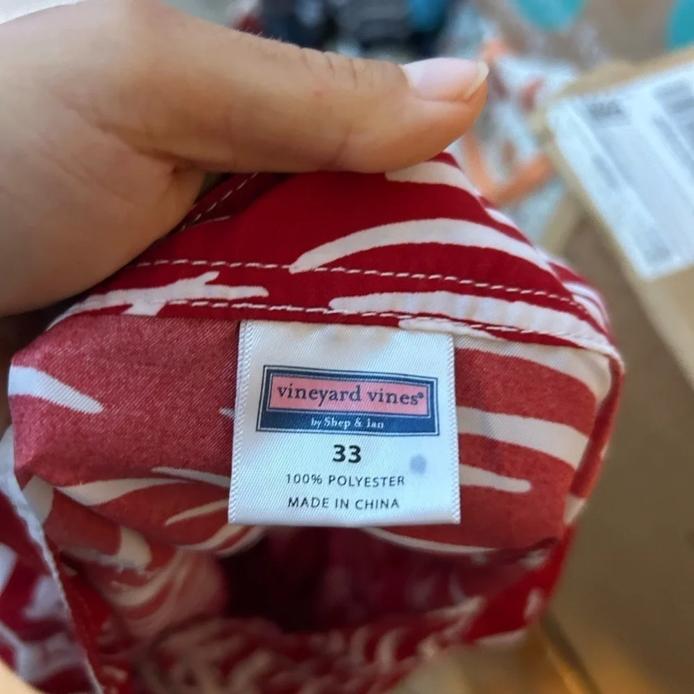 Vineyard Vines Red Wave Swim Trunks